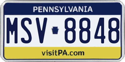 PA license plate MSV8848