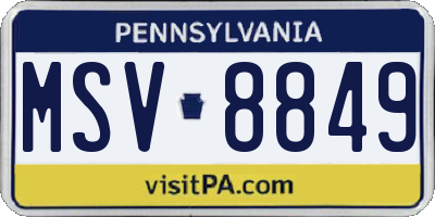 PA license plate MSV8849