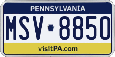 PA license plate MSV8850