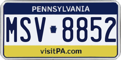 PA license plate MSV8852