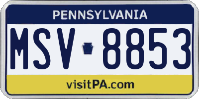 PA license plate MSV8853