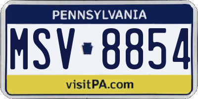 PA license plate MSV8854