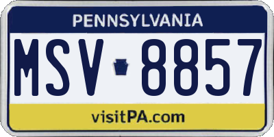 PA license plate MSV8857
