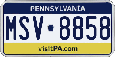 PA license plate MSV8858