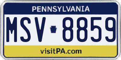 PA license plate MSV8859