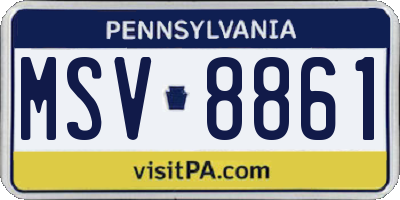 PA license plate MSV8861
