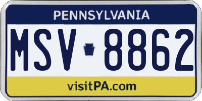 PA license plate MSV8862
