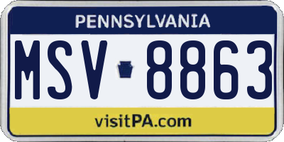 PA license plate MSV8863