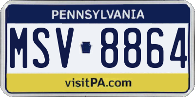 PA license plate MSV8864
