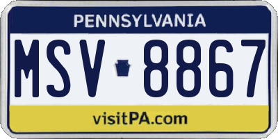 PA license plate MSV8867