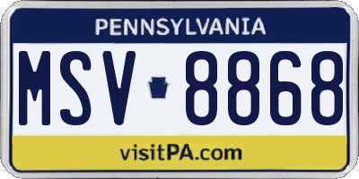 PA license plate MSV8868