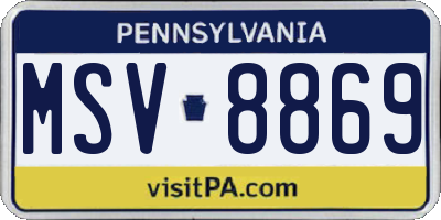 PA license plate MSV8869