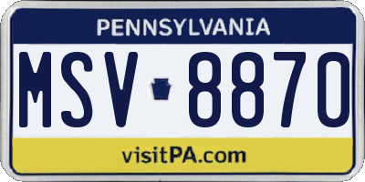 PA license plate MSV8870