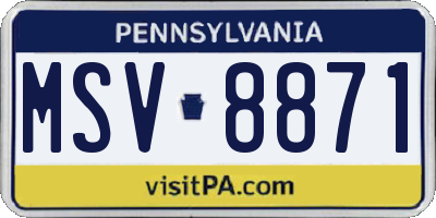 PA license plate MSV8871