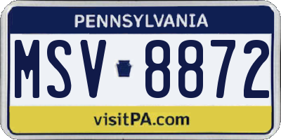 PA license plate MSV8872
