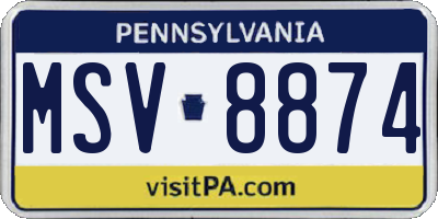 PA license plate MSV8874