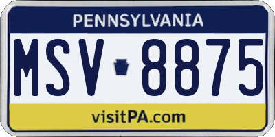 PA license plate MSV8875