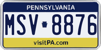PA license plate MSV8876