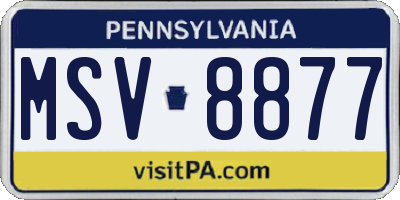 PA license plate MSV8877