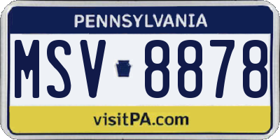 PA license plate MSV8878