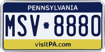 PA license plate MSV8880