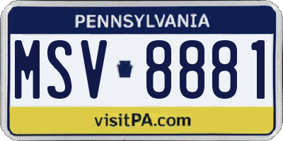 PA license plate MSV8881