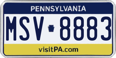 PA license plate MSV8883