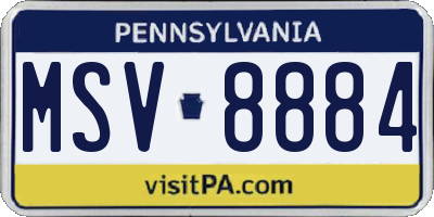 PA license plate MSV8884