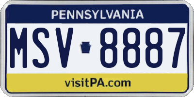PA license plate MSV8887