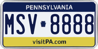 PA license plate MSV8888