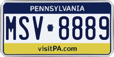 PA license plate MSV8889