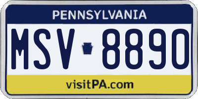 PA license plate MSV8890