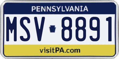 PA license plate MSV8891