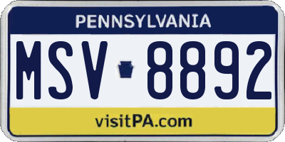 PA license plate MSV8892
