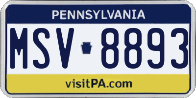 PA license plate MSV8893