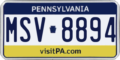 PA license plate MSV8894