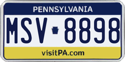 PA license plate MSV8898