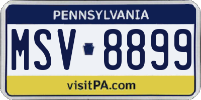 PA license plate MSV8899