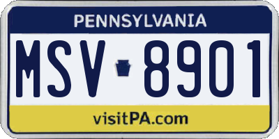 PA license plate MSV8901