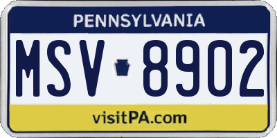 PA license plate MSV8902