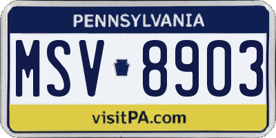 PA license plate MSV8903