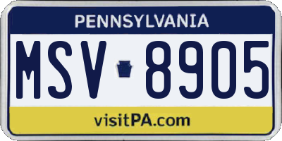 PA license plate MSV8905
