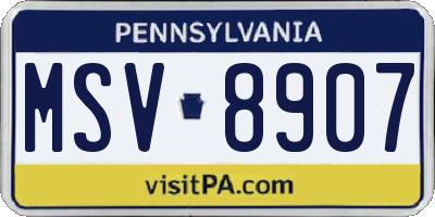 PA license plate MSV8907