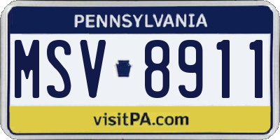 PA license plate MSV8911