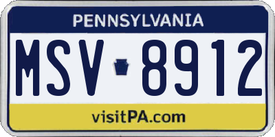 PA license plate MSV8912