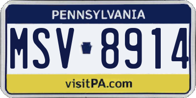 PA license plate MSV8914