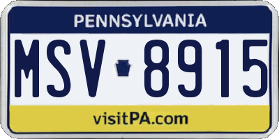 PA license plate MSV8915