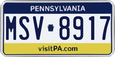 PA license plate MSV8917