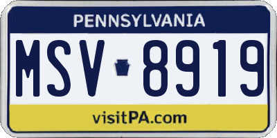 PA license plate MSV8919