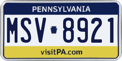PA license plate MSV8921